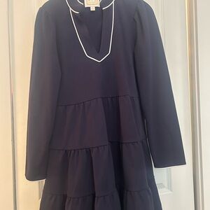 Sail to Sable Navy Dress with White Trim